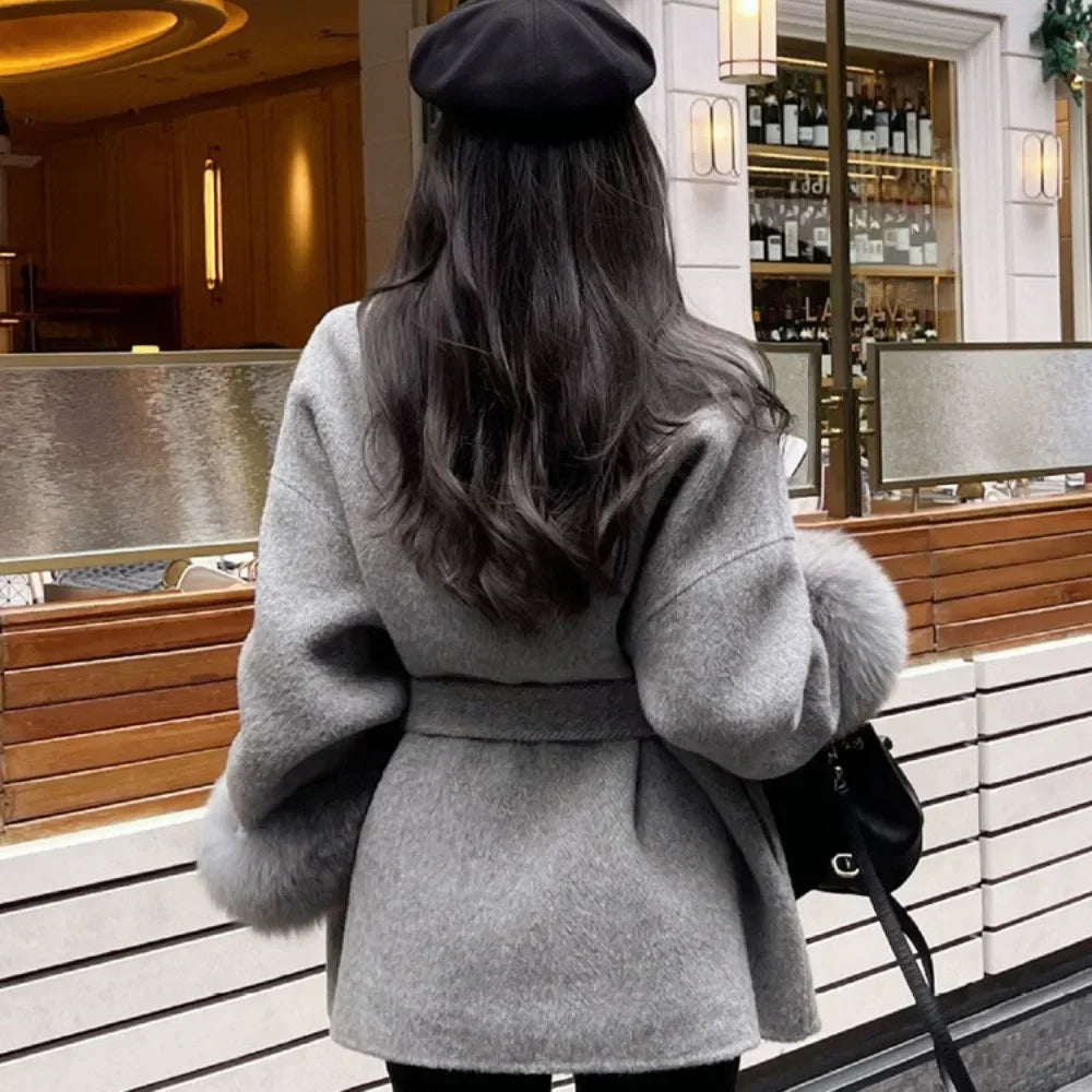 Double-Sided Wool & Fox Fur Jacket