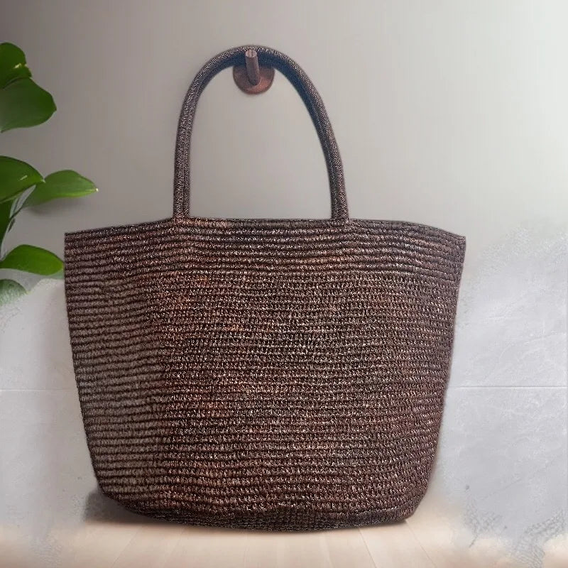 Fashionable Natural Rafia Grass Hand-woven Bag, Large Capacity, Lightweight, Versatile, Suitable for Daily Use, Women's Handbag