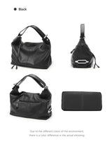 Zency 100% Genuine Leather Large Women Top Handle Shoulder Bag Tote Handbag Purse Black Leather Hobo Bag Underarm Zipper Bags