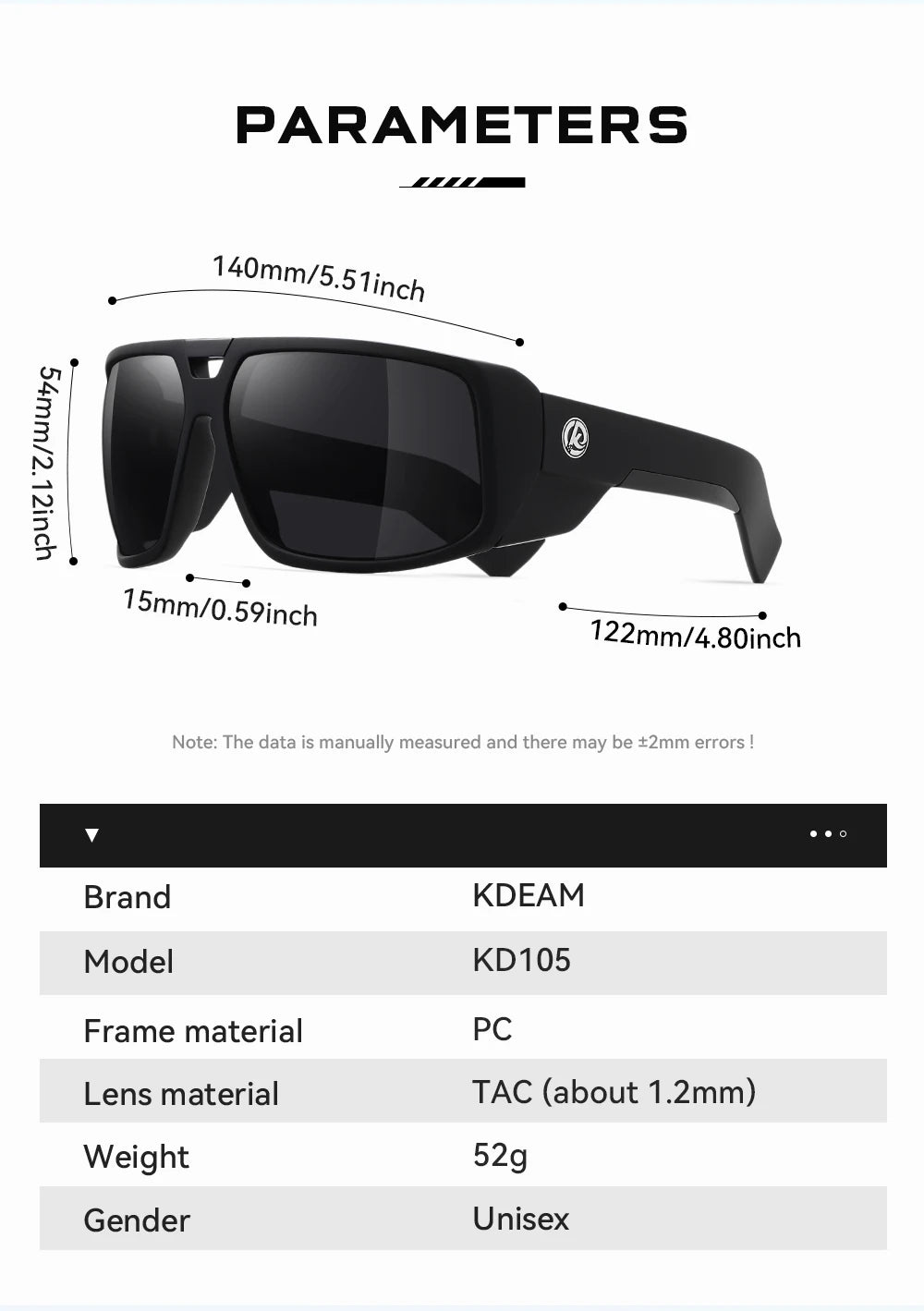 KDEAM Muscle Car Styling And Serious Performance Polarized Men's Sunglasses Sport Cycling Glasses Features Sturdy 5-Barrel Hinge