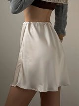 Satin Mini Skirt – Women's Elegant A-Line