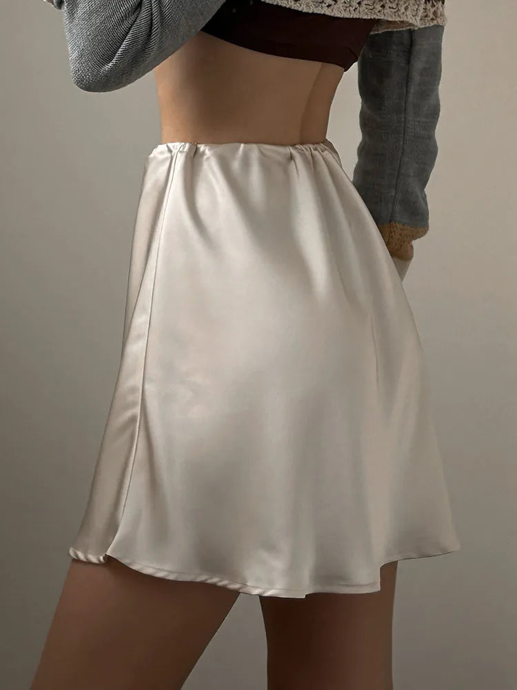 Satin Mini Skirt – Women's Elegant A-Line