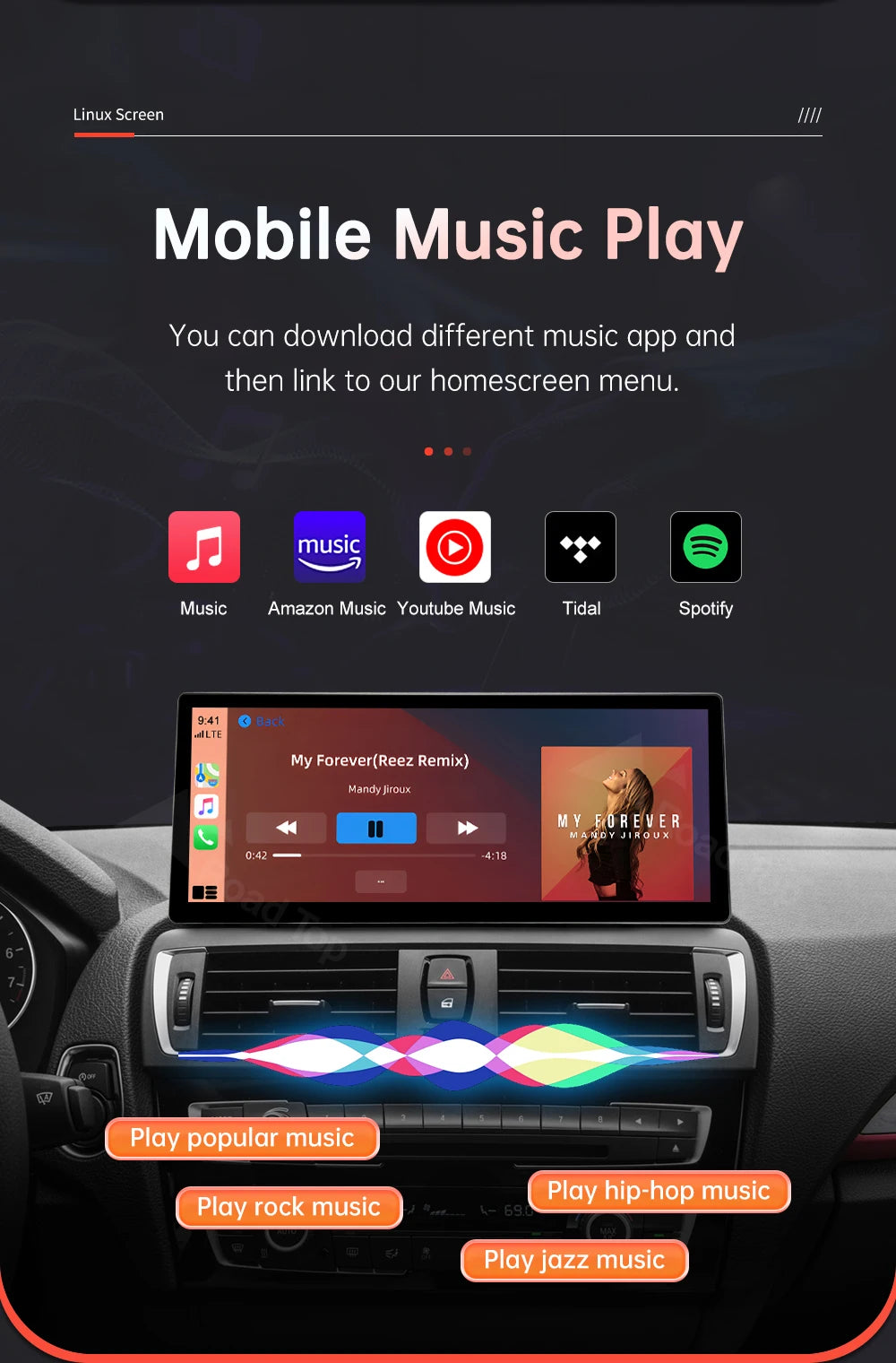 12.3'' BMW F20/F21/F22/F23 Linux CarPlay & Android Auto Screen