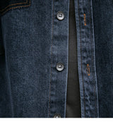 Mens High Quality Custom Weave Slub Deconstructed Patchwork Denim Shirt Trendy Distressed Wash Streetwear Casual Long Sleeve