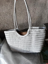 100% Natural Cowhide Weave Handbags Fashion Small Manual Hand Made Ladies Woven Handbag Exquisite Tote Dating Shopping Bags