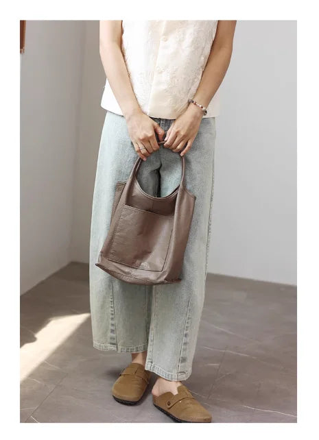 Women Genuine Leather Tote Luxury Light Weight And Comfortable To Use Handbag Colorful Soft Shopping Bags