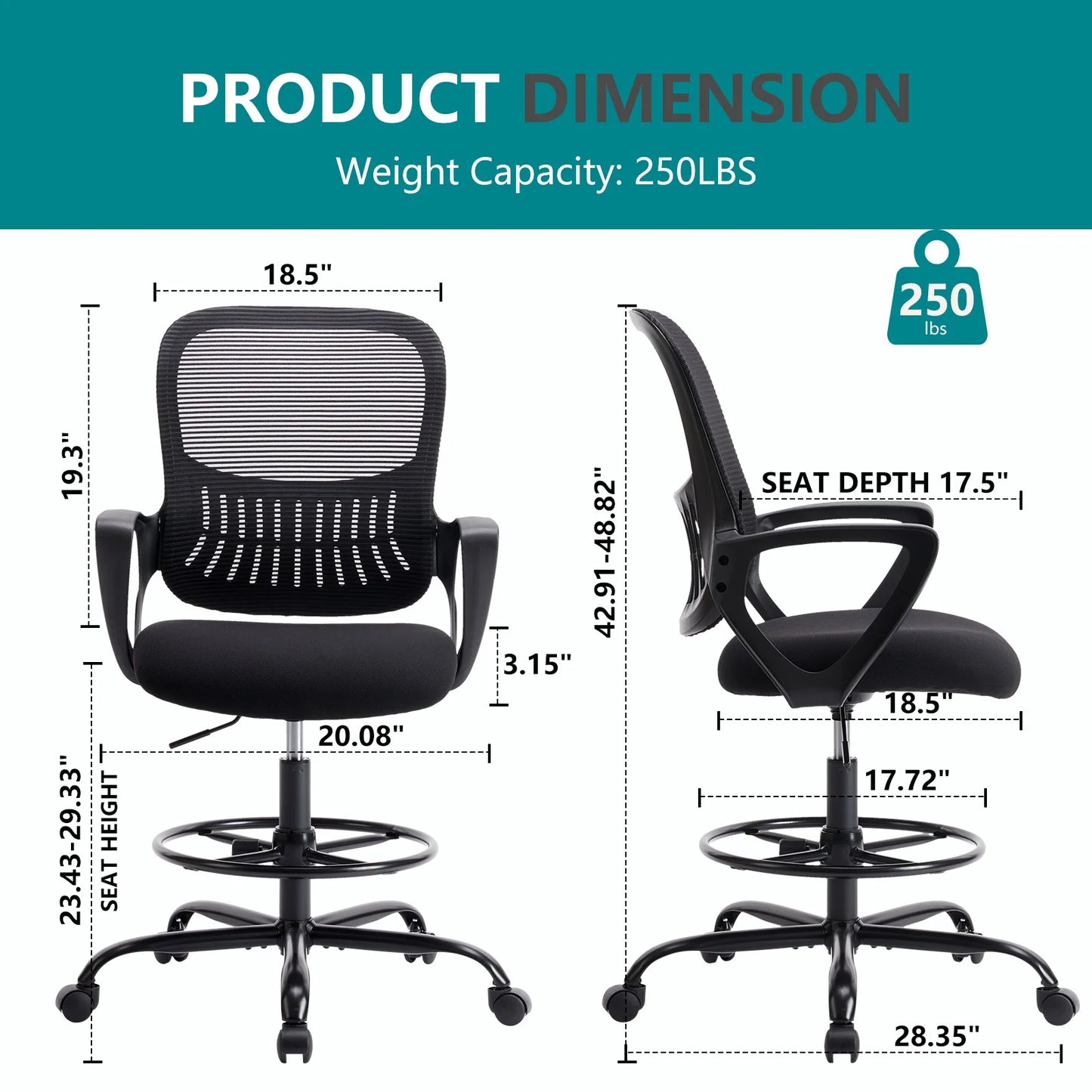 JHK Ergonomic Mesh Backrest Office Chair | Adjustable