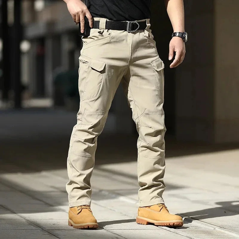 Men's Slim Fit Cargo Pants with Elastic Waist