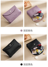 Custom Letters Fashion Women Short Wallet Genuine Leather Double Wallet Small Coin Purse Mini Credit Card Holder Key Storage Bag