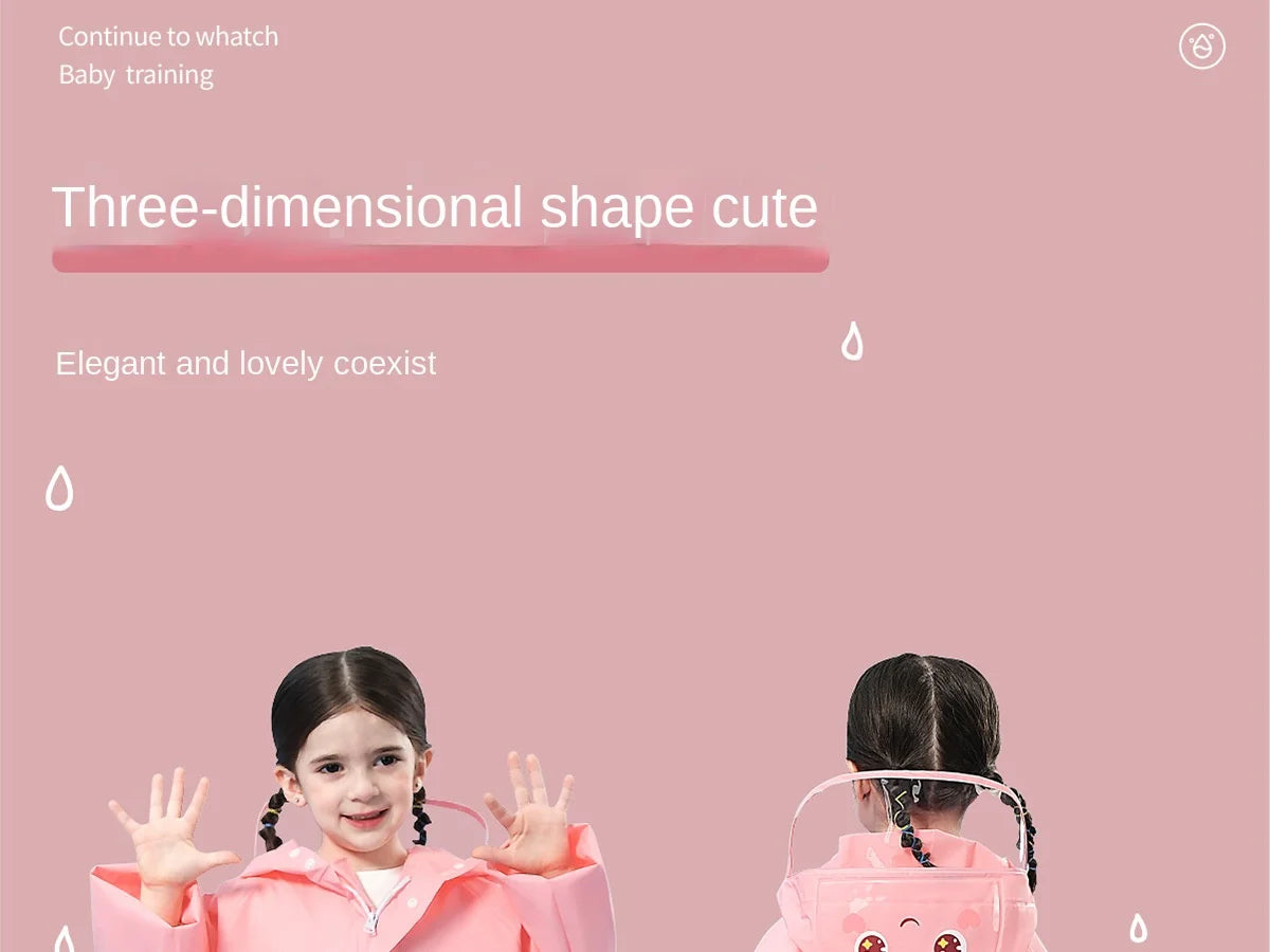 Kids' Whimsical Waterproof Raincoat with Backpack Space
