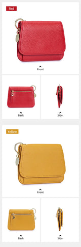Women Genuine Leather Slim TriFold Wallet Credit Card Holder With Zipper Coin Pouch, ID Window & Keychain
