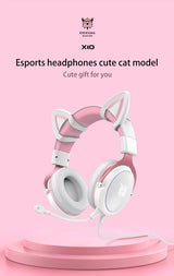 ONIKUMA X10 Gaming Headphones with Detachable Cute Cat Ear RBG Lighting Gaming Headset Gamer Earphone with HD Mic for PC Gaming
