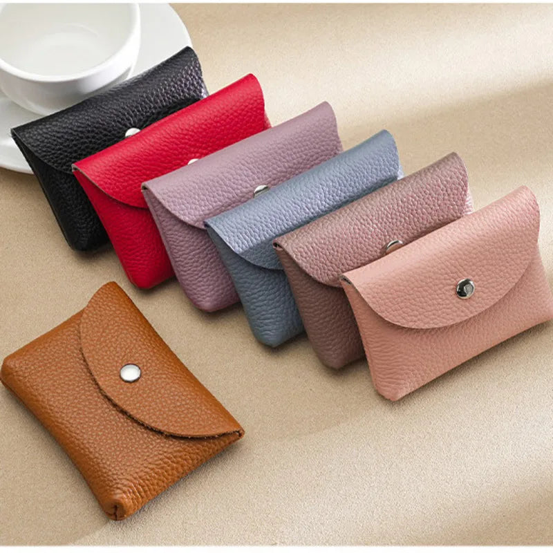 Custom Letters Fashion Women Short Wallet Genuine Leather Double Wallet Small Coin Purse Mini Credit Card Holder Key Storage Bag