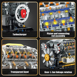 Technical Mechnical Electrice V8 Engine Building Blocks Simulation Car Engine MOC Bricks Science Education Toys Kids Adult Gift