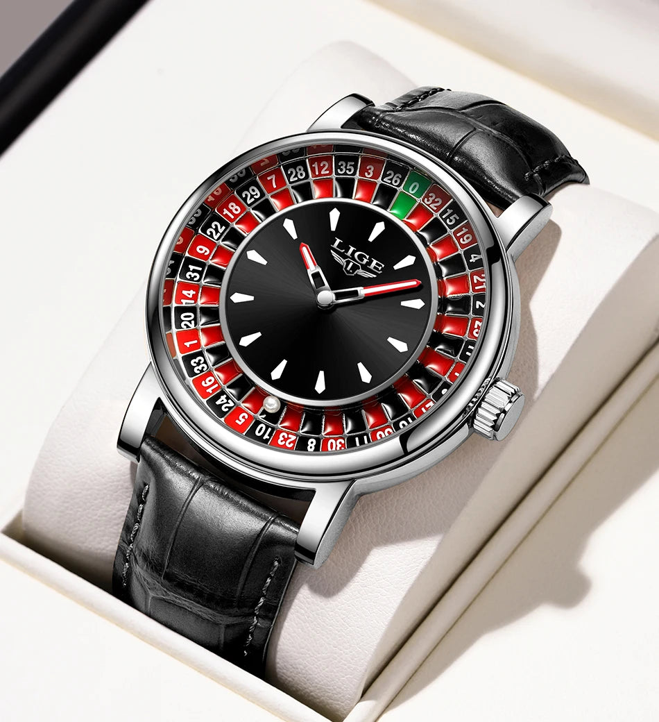 LIGE Men's Rotating Dial Quartz Watch — Luminous, Waterproof, Creative Design