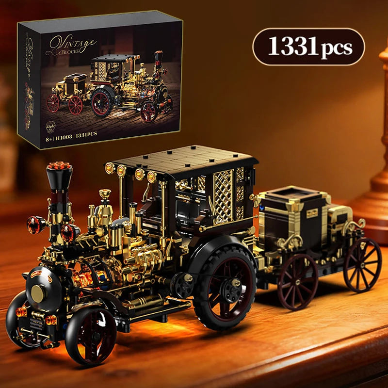 1331-Piece Vintage Steam Car Building Block Set