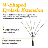 MASSCAKU 10cases/lot Lashes 8D W Shape Volume 12Rows Eyelash Extensions Volume Premade Fans Eyelash Super Soft Full Dense Lashes