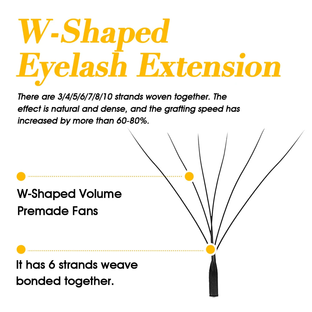 MASSCAKU 10cases/lot Lashes 8D W Shape Volume 12Rows Eyelash Extensions Volume Premade Fans Eyelash Super Soft Full Dense Lashes