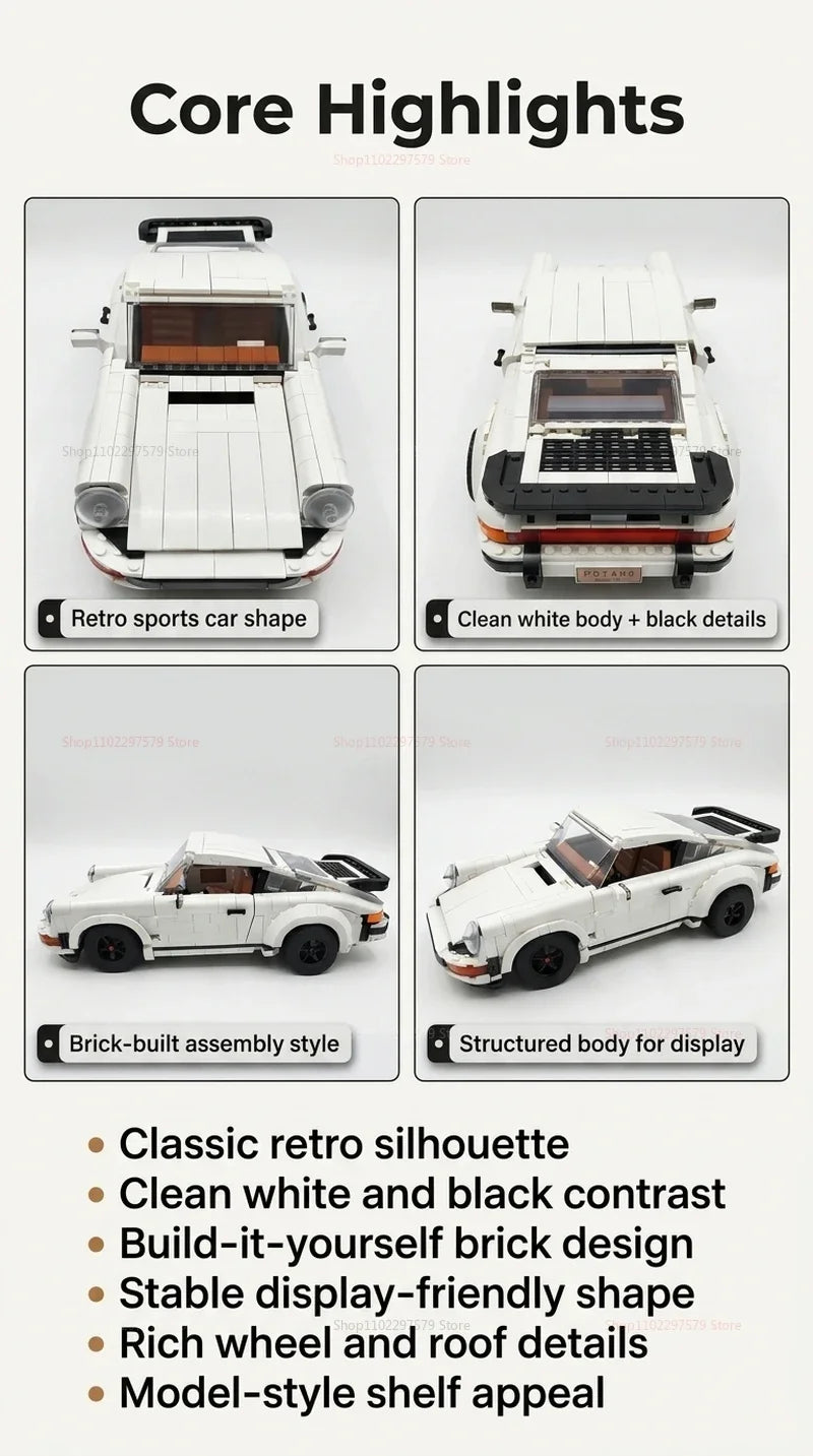 1458PCS Retro Car Building Blocks Set 2in1 Race Car Classic Car STEM Toy forTeens Adults Creative DIY Gift for  Christmas