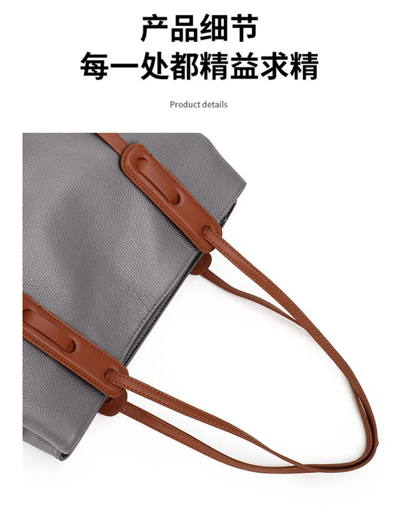 Genuine Leather Tote Bag Luxury Designer Women's Shoulder Bag Large Capacity Women Bags High Quality Soft Cowhide Female Handbag