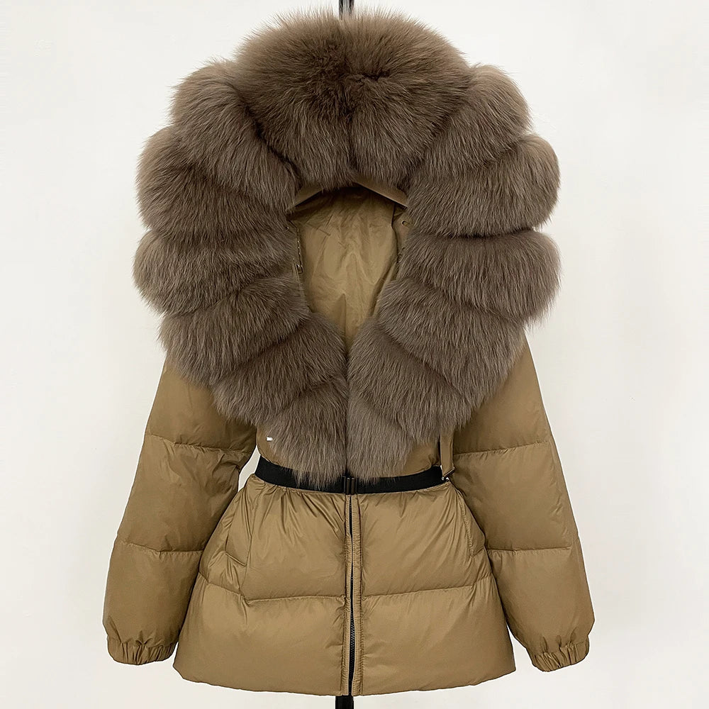 Real Fox Fur Hooded Duck Down Puffer