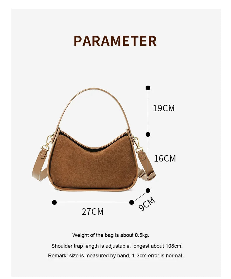 2025 New Suede Leather Crossbody Bag Unique Design Shoulder Pack Women Work Commuting Handbag Urban Beauty Box Tote Messenger