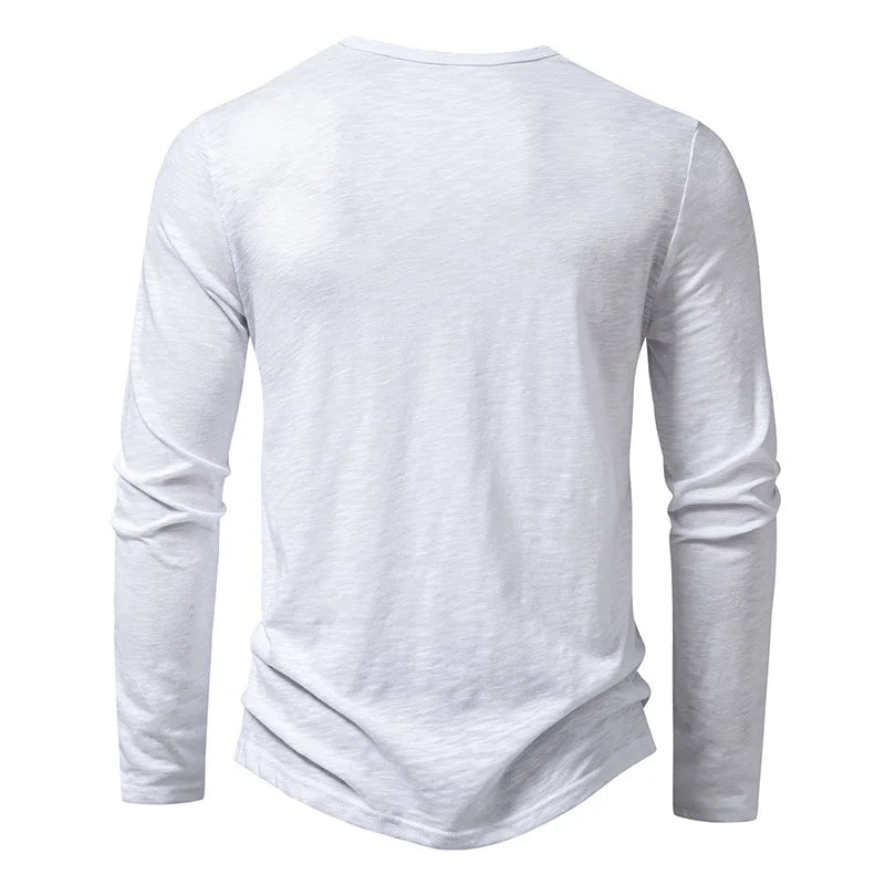 Men's Cotton Henley Long Sleeve Shirt