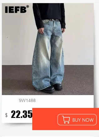 IEFB Men's Straight Denim Pants New Cleanfit Solid Color Korean Version Wide Leg Versatile Casual Jeans Trend New Autumn  9C1519