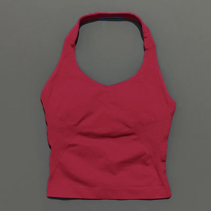 Impact Seamless Halter Longline Gym Top with Built-in Bra