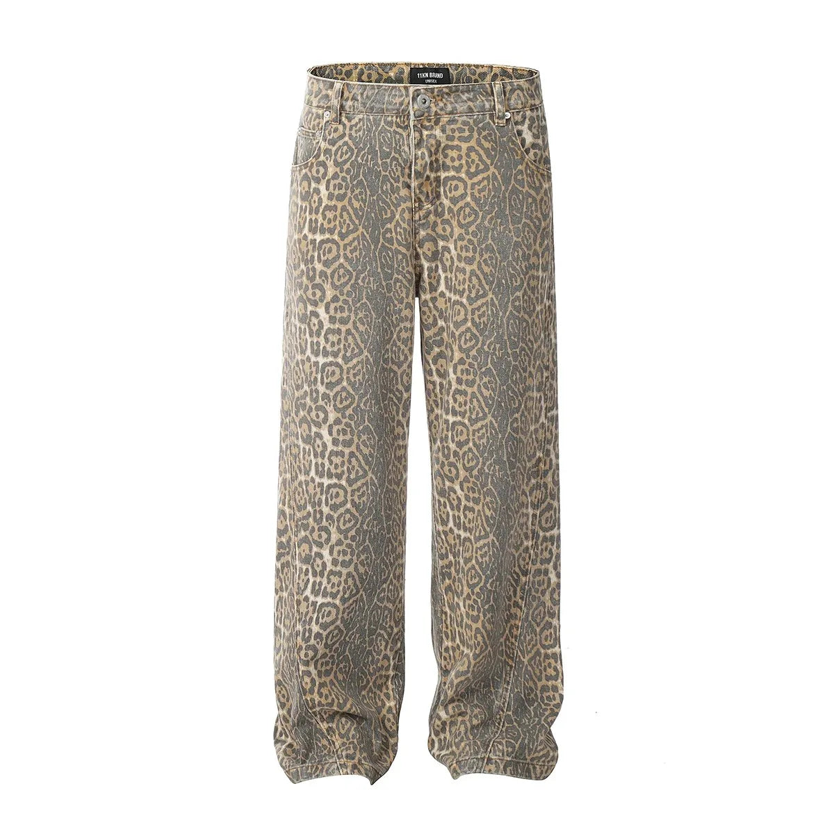 Women's High-Waisted Leopard Wide Leg Jeans | Y2K Vintage
