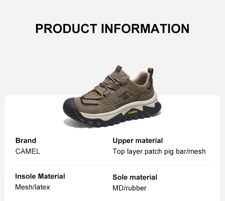 GOLDEN CAMEL Outdoor Hiking Shoes Men and Women Non-slip Breathable Sneakers Thick-soled Climbing Shoes for Men Shock Absorption