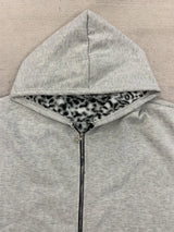 Men’s Grey Leopard Print Zip-Up Hoodie