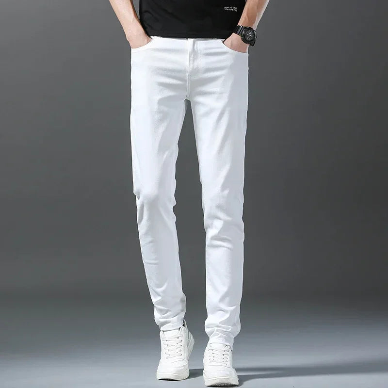 Men's Slim-Fit Cotton Jeans – Crisp White