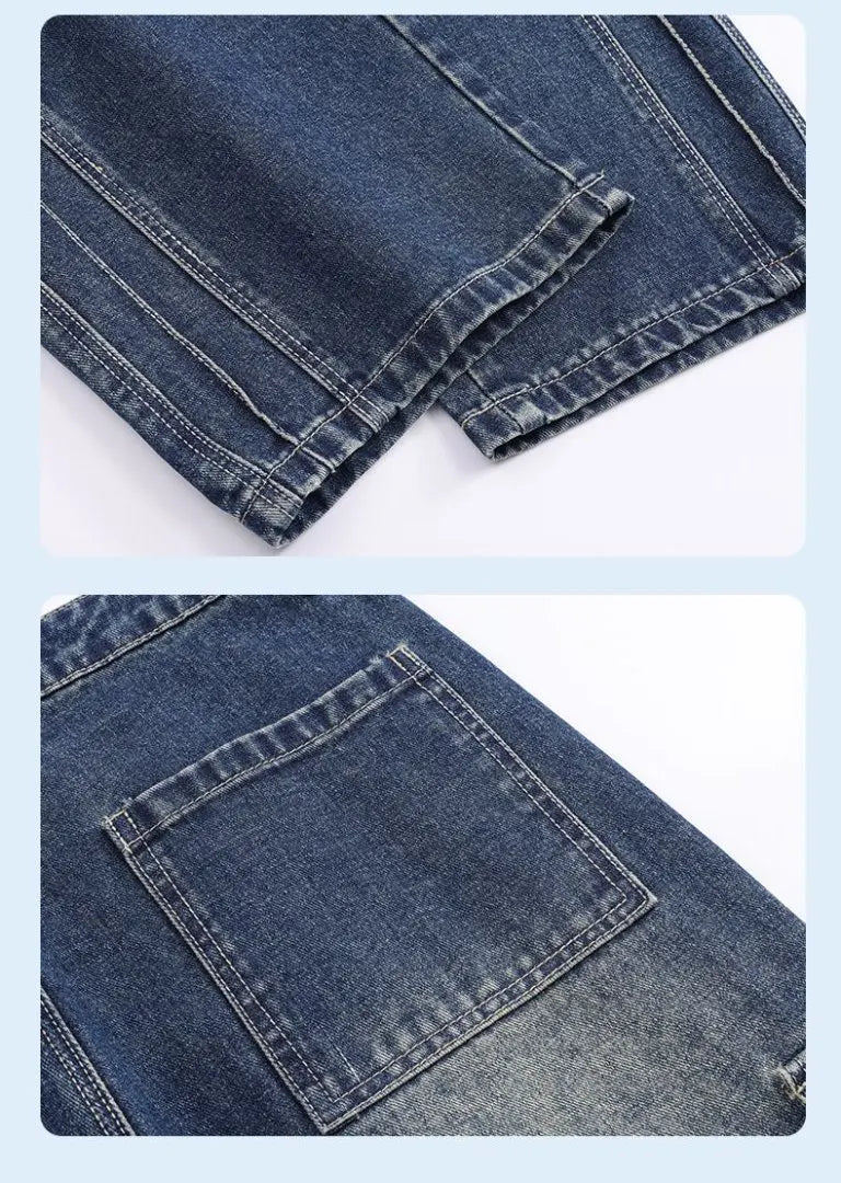 Men's Loose Straight-Leg Multi-Pocket Jeans