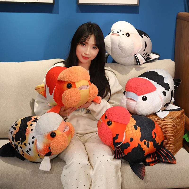 50cm Lifelike Fish Plush Stuffed Toy Goldfish Big Head Soft Pillow for Zoo Park Souvenir Lovely Lan Shou Animal Plushie