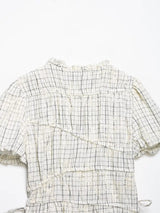 TFAFXY 2026 Summer Bow Plaid Embroidered Blouse Women Sets A-line Midi Long Skirt Suits Y2K