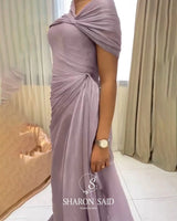 Sharon Said One-Shoulder Draped Chiffon Evening Gown SF199
