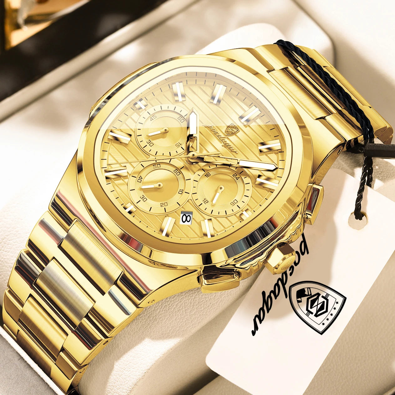 POEDAGAR Top High Quality Man Watch Luminous Waterproof Stainless Steel Men Clock Date Chronograph Quartz Business Men's Watches