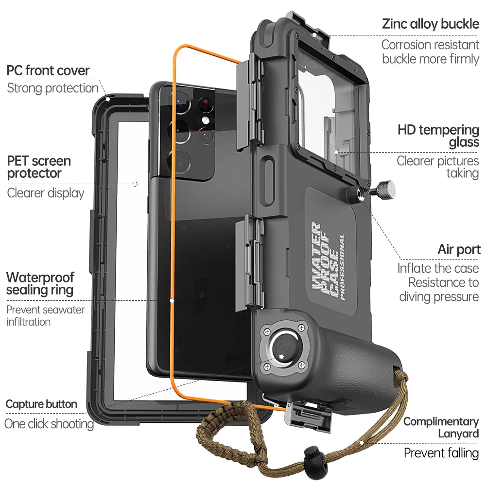 Shellbox IP68 Waterproof Phone Case for Diving