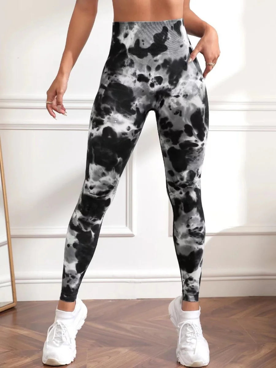 Women's 3D Tie-Dye Seamless Push-Up Leggings