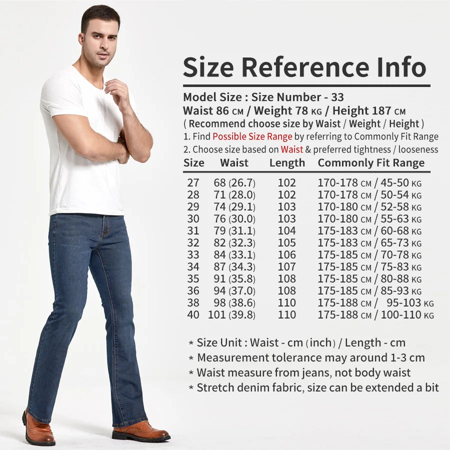 Men's Stretch Bootcut Jeans | Slim Flare Denim Trousers