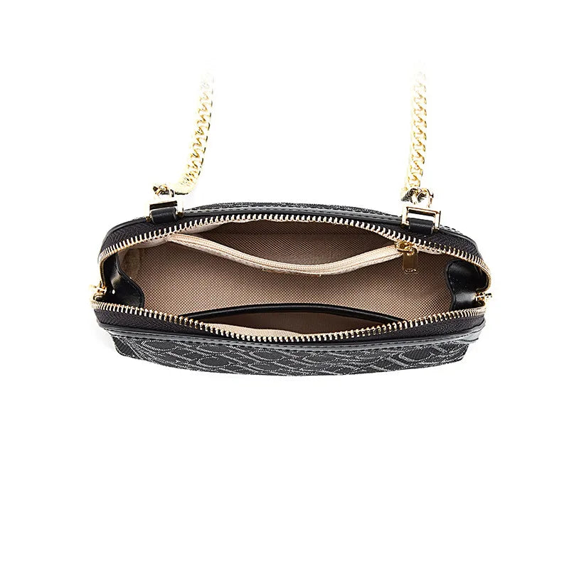 Letter Printed Suede-Style Luxury Chain Shoulder Bag