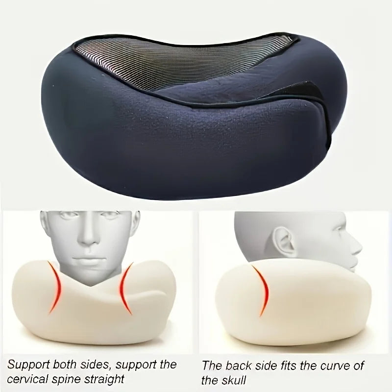 1 pc Ergonomic U-Shaped Travel Pillow – Soft, Durable Neck Support for Airplanes, Trains,  Cars & Office Naps – Portable Pillow