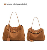 Large Capacity Autumn Winter Suede Leather Tote Bag Frosted Cowhide High-Grade Shoulder Bag for Women