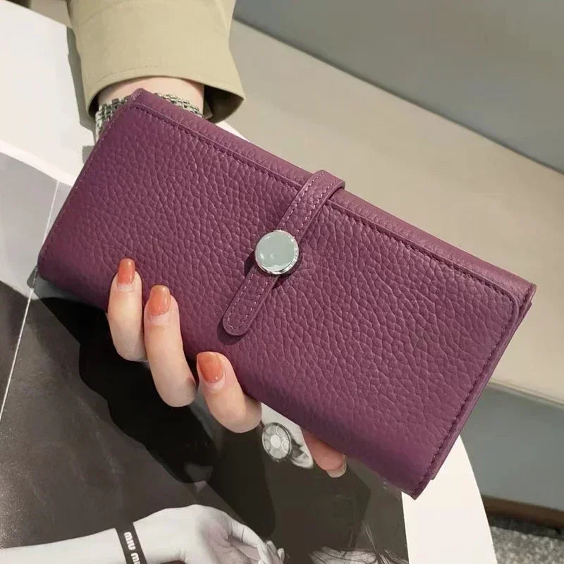 Genuine Leather Wallet Women Long Clutch Fashion Luxury Brand Ladies Purses Card Holder Zipper Coin Pocket High Quality Billfold