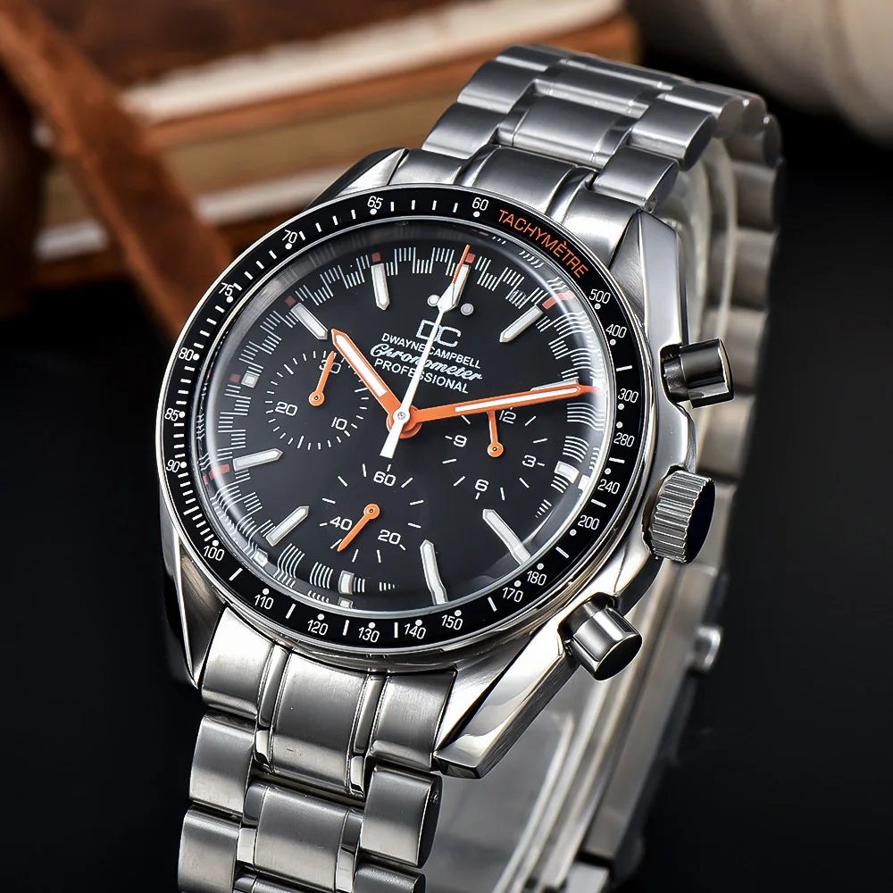 VK63 Chronograph Men's Watch | Panda Dial | 100M Water Resistant