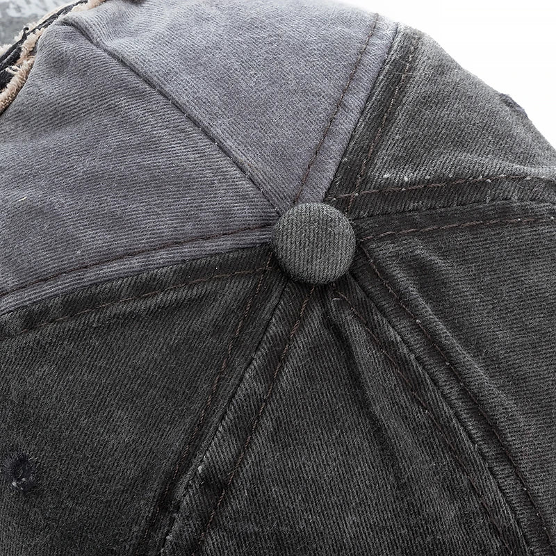 Washed Cotton Baseball Cap with Letter Detail