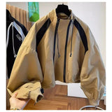 Elegant Stand Collar Zip Jacket for Women