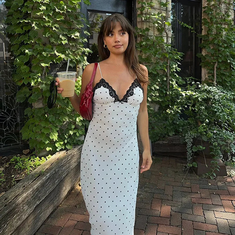 V-Neck Lace Patchwork Maxi Gown