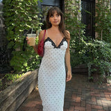V-Neck Lace Patchwork Maxi Gown